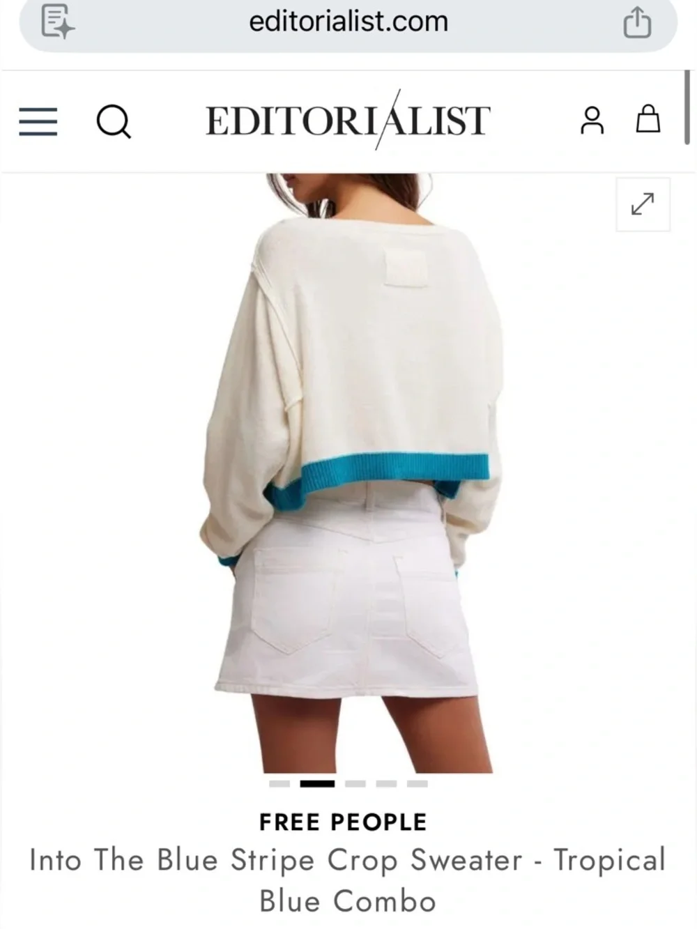 NWT Free People Into The Blue Stripe Cropped Cream Sweater Women’s Medium